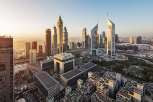 Vista aérea del Centro Financiero Internacional de Dubai